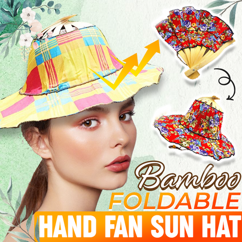 Bamboo Foldable Hand Fan Sun Hat