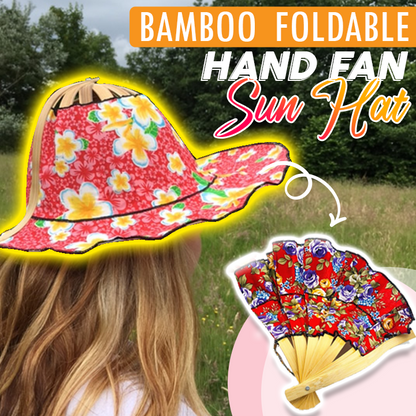 Bamboo Foldable Hand Fan Sun Hat